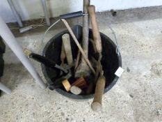 A bucket of assorted tools