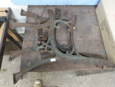 Pair of cast iron garden bench ends
