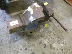 An iron bench vice
