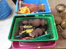 Two boxes of assorted tools and garage clearance items