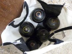 Group of five lawn bowls