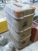 A vintage wooden bound trunk