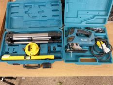 A Makita 110v jigsaw together with a laser level set
