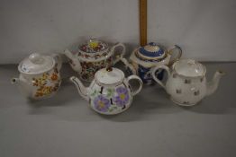 Group of five assorted teapots