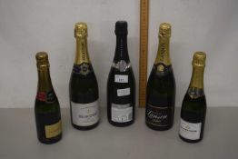 Five various bottles of champagne
