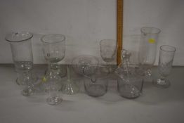 Mixed Lot: Glass wares to include glass funnels, measuring glasses, rummers and other items