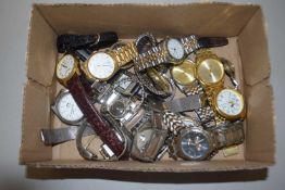 Box of various wristwatches