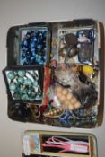 Tin of various assorted costume jewellery and other items