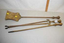 Set of brass fire tools