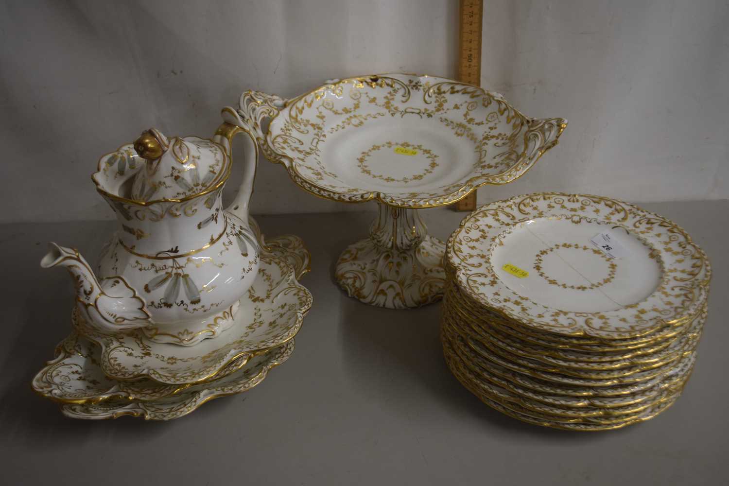 19th Century Staffordshire gilt decorated part tea service, pattern number 1423