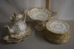 19th Century Staffordshire gilt decorated part tea service, pattern number 1423