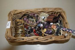 Basket of assorted costume jewellery