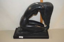 Hollow composition model of a female nude dated 1985, indistinctly signed