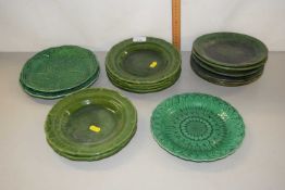 Mixed Lot: Various green glazed leaf and other plates