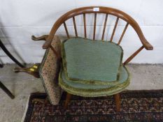 Small Ercol stick back chair and a non-matching footstool