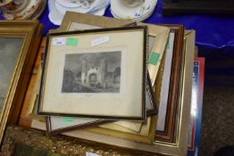 Group of various framed pictures and prints to include an engraving of The North Gate, Yarmouth