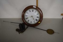 19th Century wall mounted postmans alarm type clock complete with two weights and pendulum