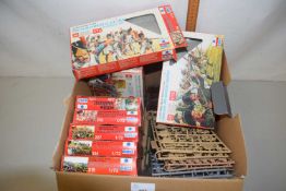 Box of Esci toy soldier figures - the boxes appear empty but there are many loose figures included