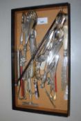 Tray of various assorted cutlery, shoe horns etc