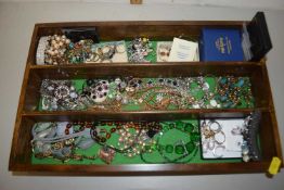 Cutlery tray containing assorted costume jewellery