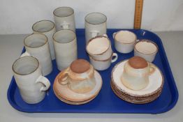 Quantity of Studio Pottery cups and saucers