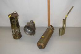 Mixed Lot: Comprising a brass miners lamp marked Thomas & Williams together with a vintage carbide