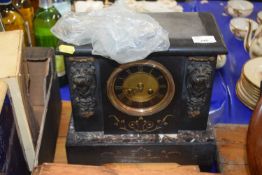 Victorian black slate and marble cased mantel clock