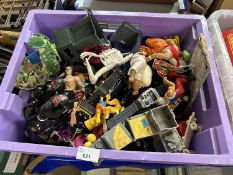 Box of assorted toy figurines