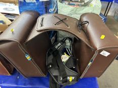 Pair of biking saddle bags and canine harness