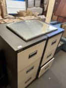 Pair of three drawer metal filing cabinets