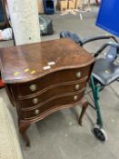 Serpentine front three drawer chest