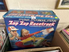 A boxed 1979 Zap Zap racetrack game by Hasbro