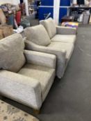 Two seater sofa and matching armchair and foot stool