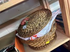 Wicker basket and sewing contents