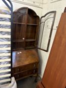 Early 20th Century walnut veneered bureau book case
