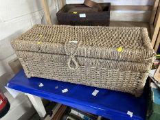 A coir covered hinged storage box