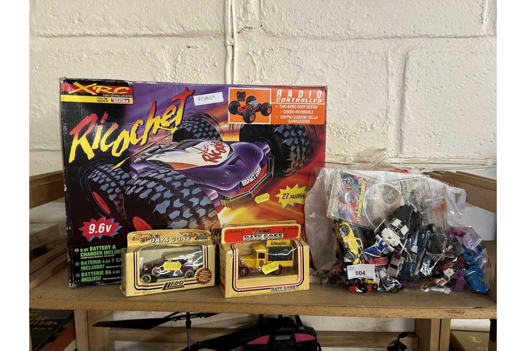 Richoche radio controlled car and a qty of toy cars
