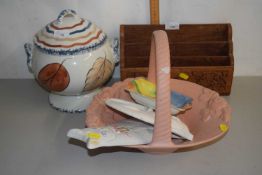 Mixed Lot: Letter racks, soup tureen, cat shaped wall plaque etc