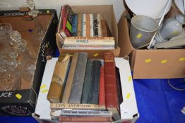 Two boxes of books, mixed subjects