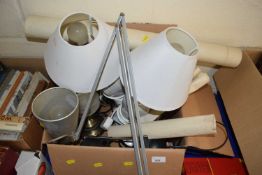 Quantity of assorted table lamps and reproduction maps