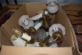 Mixed Lot: Assorted metal wall lights and assorted shades