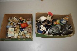 Box of various Wade whimsies together with a further box of assorted ornaments