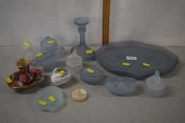 Collection of various frosted glass dressing table items