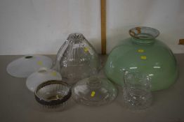 Group of various glass lampshades