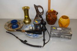 Mixed Lot: Novelty Bretby jug, a Ewenny vase, silver plated ink well, Japanese cigarette box and