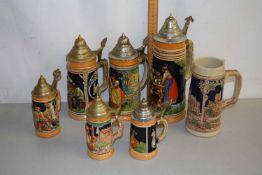Collection of modern German beer steins