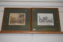 Franz Herbelot - Two study of Parisian street scenes, framed and glazed