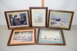 A group of five various framed prints