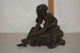 Late 19th or early 20th Century bronzed Spelter model of a seated lady