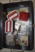 Steel cash box containing a range of mainly British coinage to include some proof issues